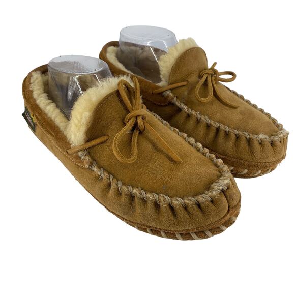 Women's L.L. BEAN Size 8 Medium Shearling Lined Suede Slippers Moccasins Loafers - Picture 10 of 14